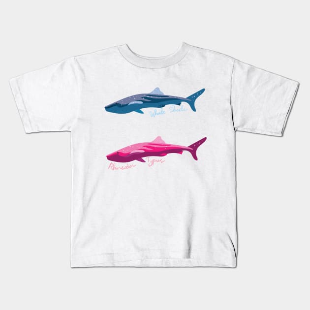 Minimalist Whale Shark Kids T-Shirt by Vertei